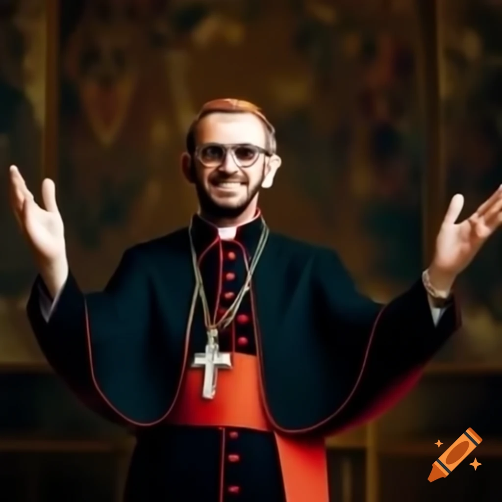 Illustration of Ringo Starr reimagined as the Pope