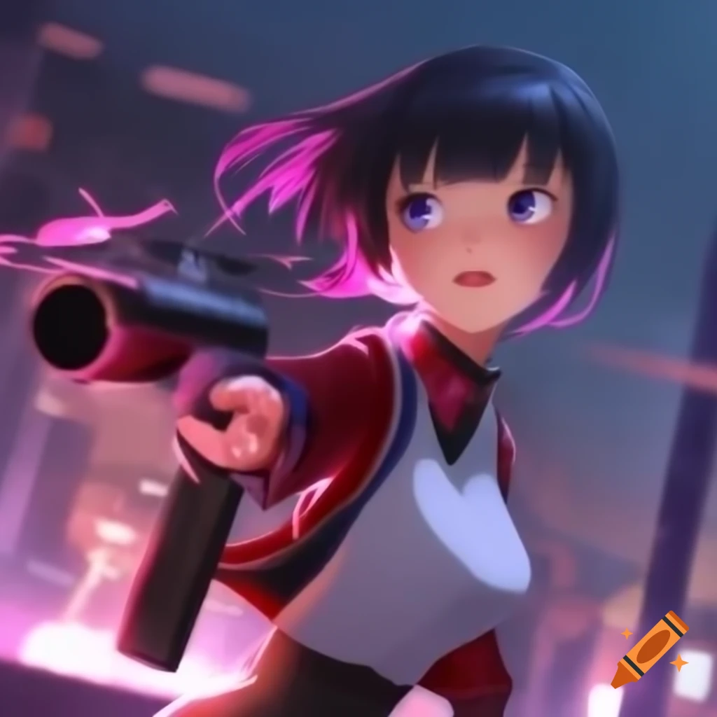 Anime character featuring a girl with a gun