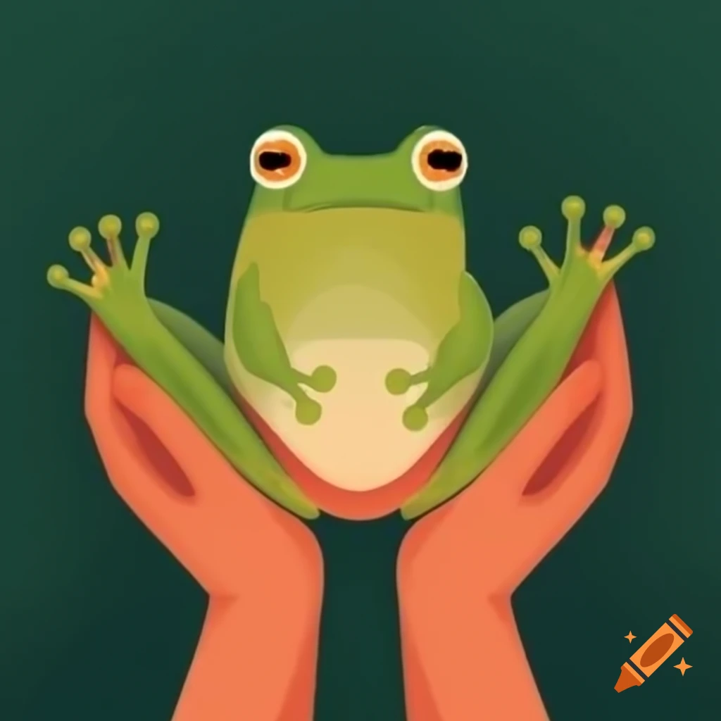 Hands holding a long-bodied frog