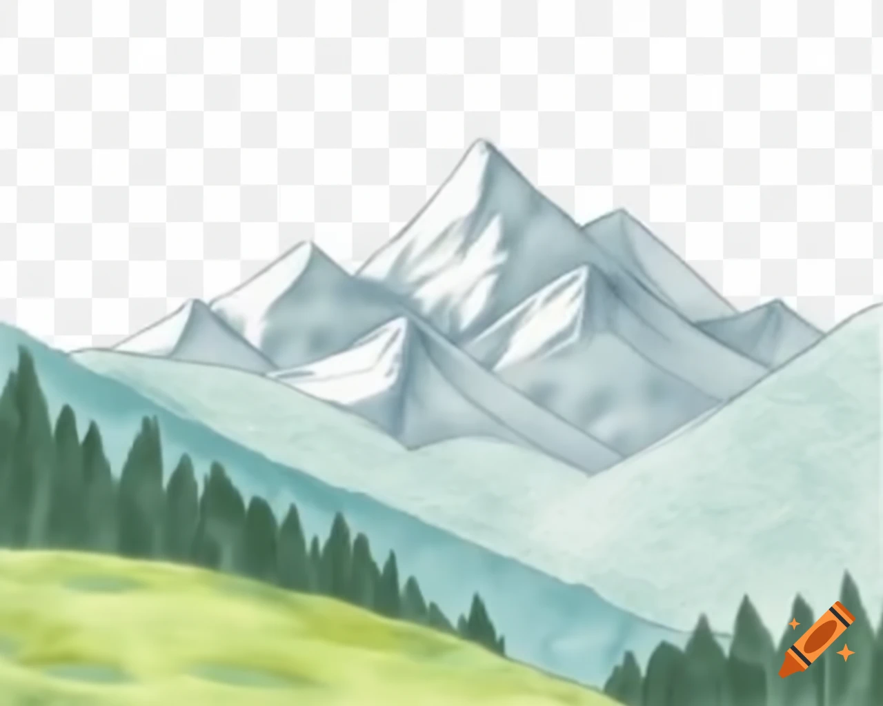 Hand drawn mountain range illustration