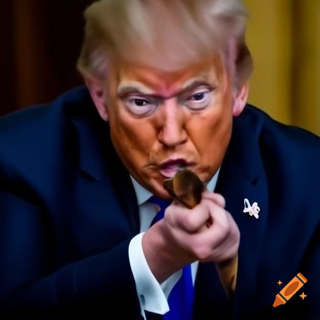 Satirical depiction of Donald Trump with a cat tail