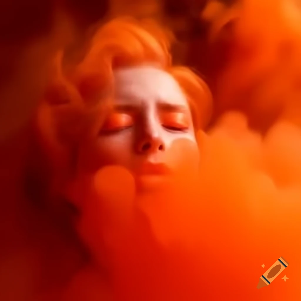 Space-themed artwork featuring orange smoke and pink highlights, conveying strong emotions