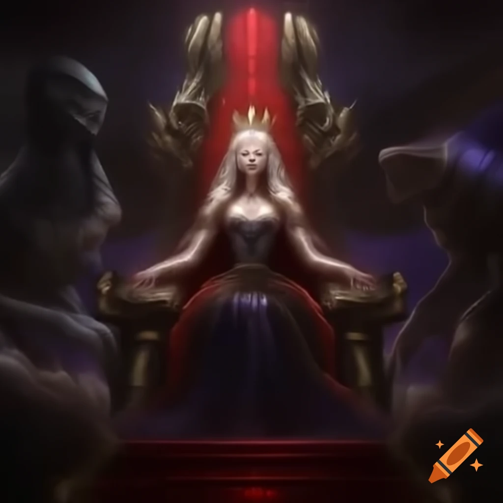 Scene in Queen's chambers on alien mothership with Angel Alien Vampire Goddess