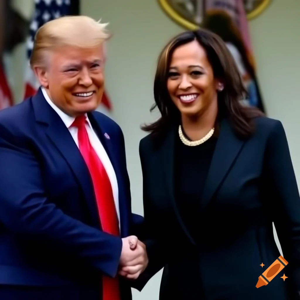 Donald Trump and Kamala Harris represented with gesture