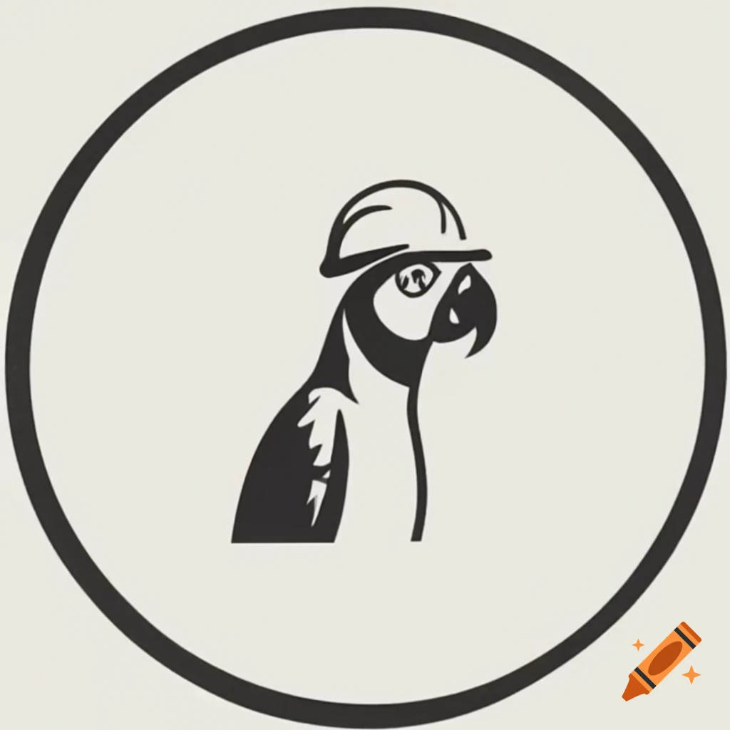 Circular logo featuring parrot silhouette with hard hat
