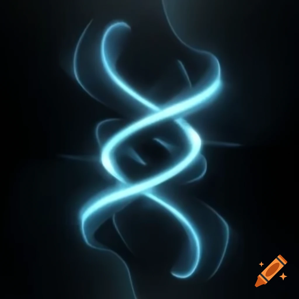 Glowing twisted runic symbol with helix design