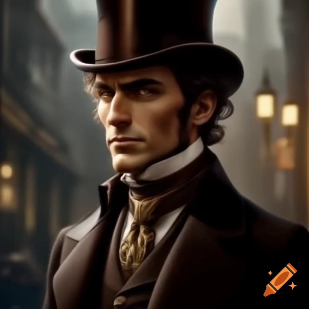 Victorian gentleman with brown mustache, strong and intelligent appearance