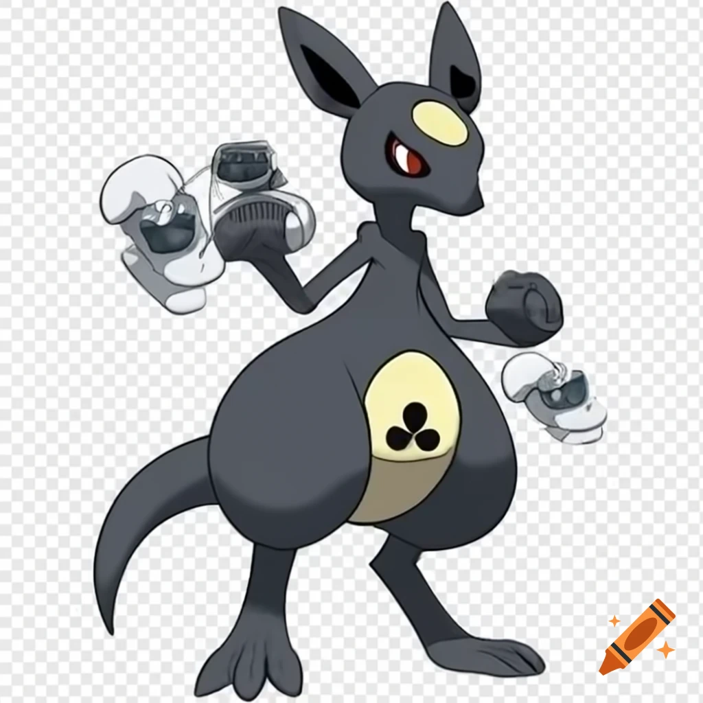 Black kangaroo Pokémon with skull head and ghostly body