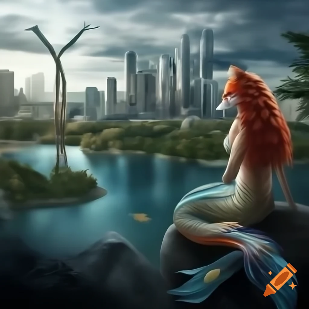 Biopunk cityscape featuring human and animal DNA designs