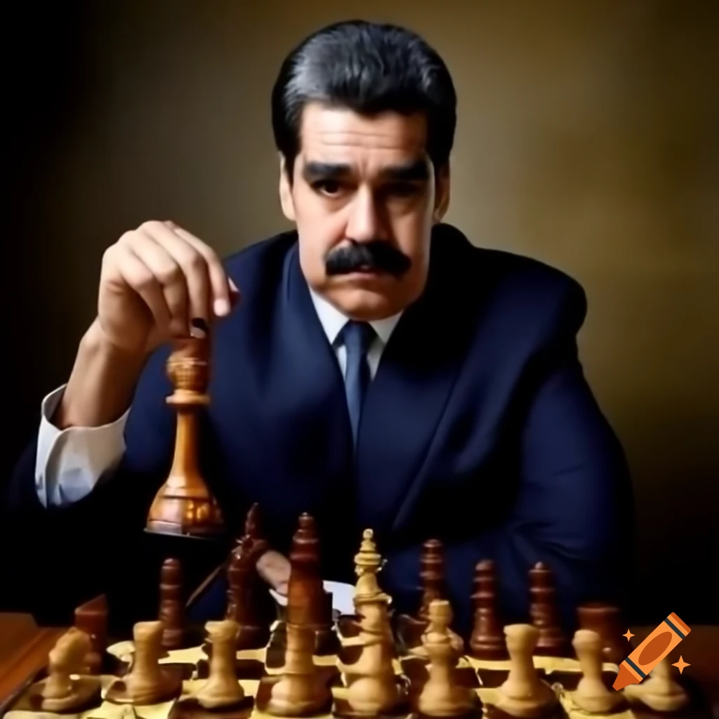 Nicolas Maduro engaged in a game of chess