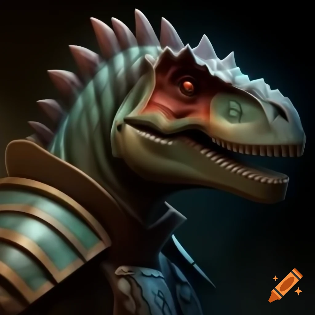 Cryolophosaurus dinosaur wearing armor