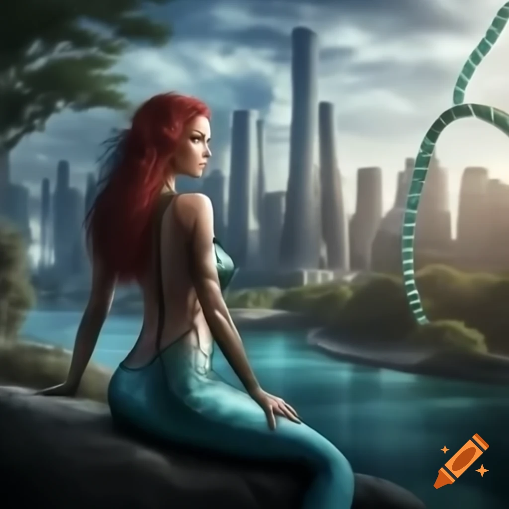 Biopunk cityscape featuring human and animal DNA designs