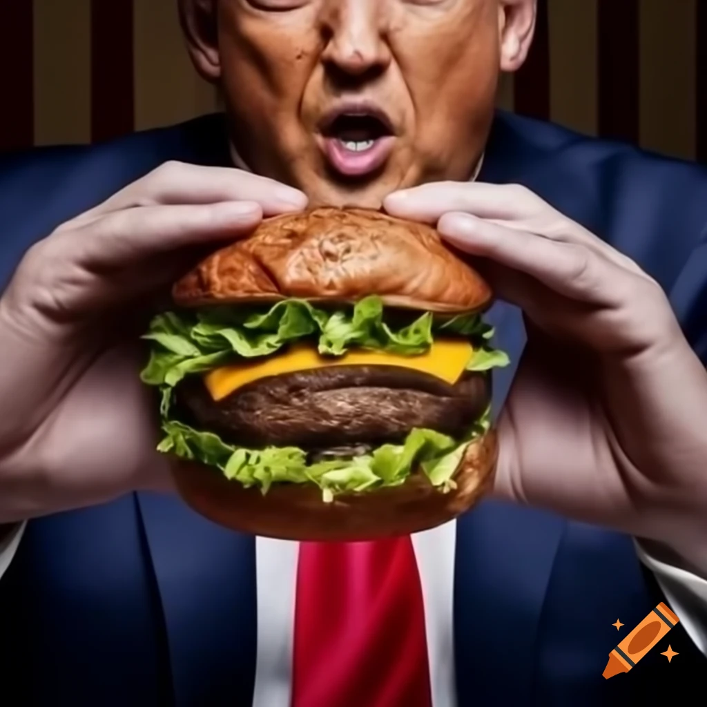 Creative depiction of Donald Trump as a burger