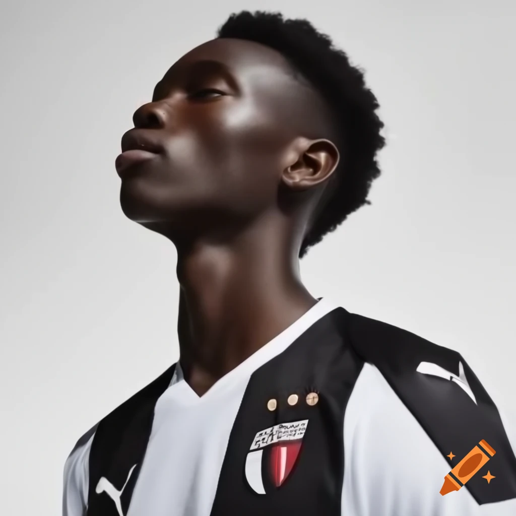 Black and white soccer uniform featuring Puma sponsorship