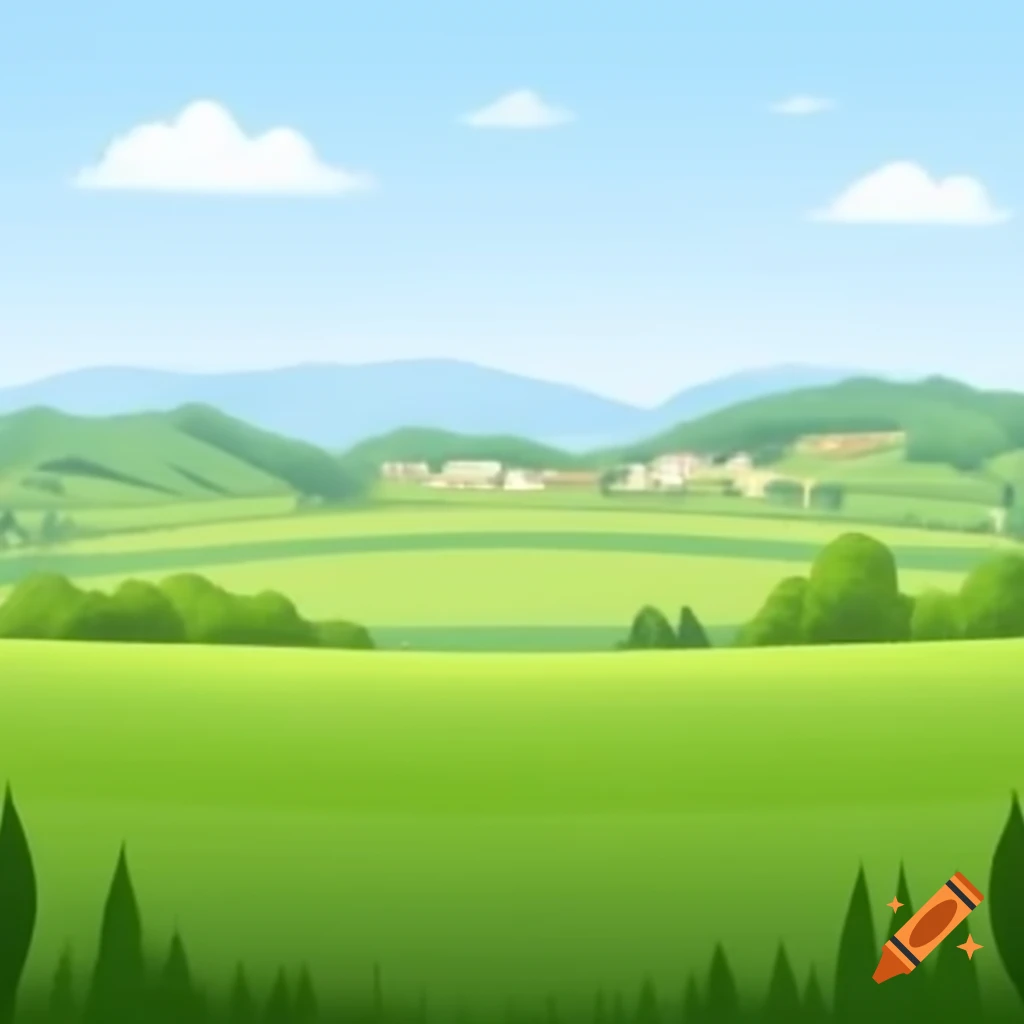 Vast green landscape with distant villages and fields