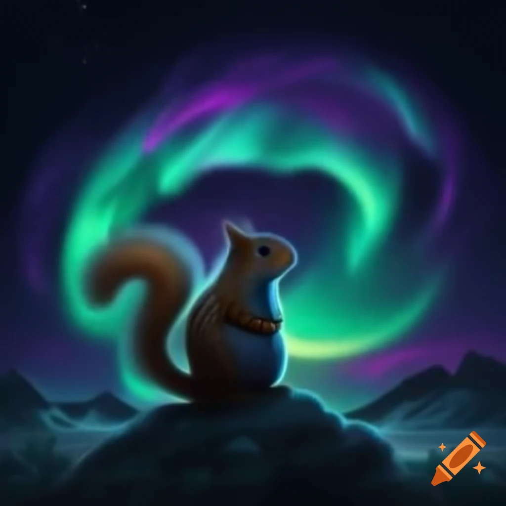 Squirrel under the aurora borealis