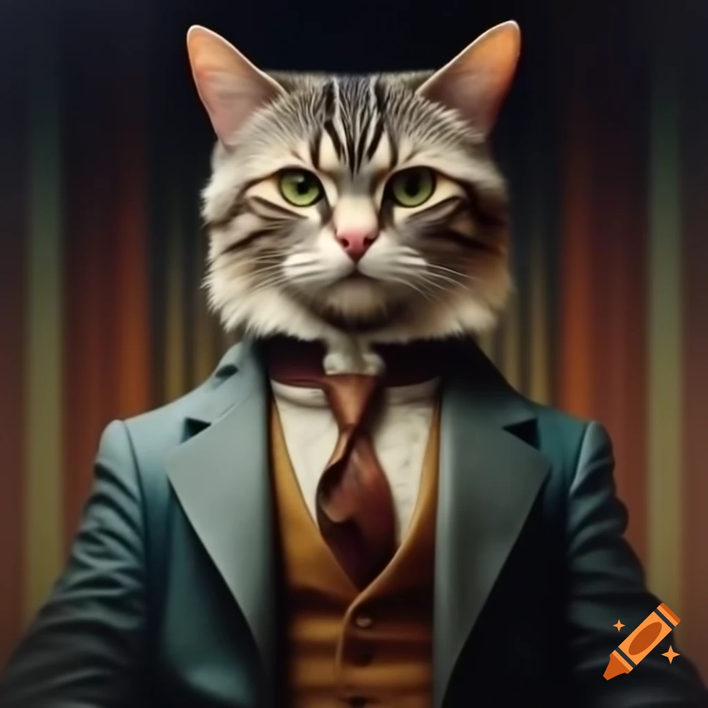 Art Deco style illustration of a gentleman cat