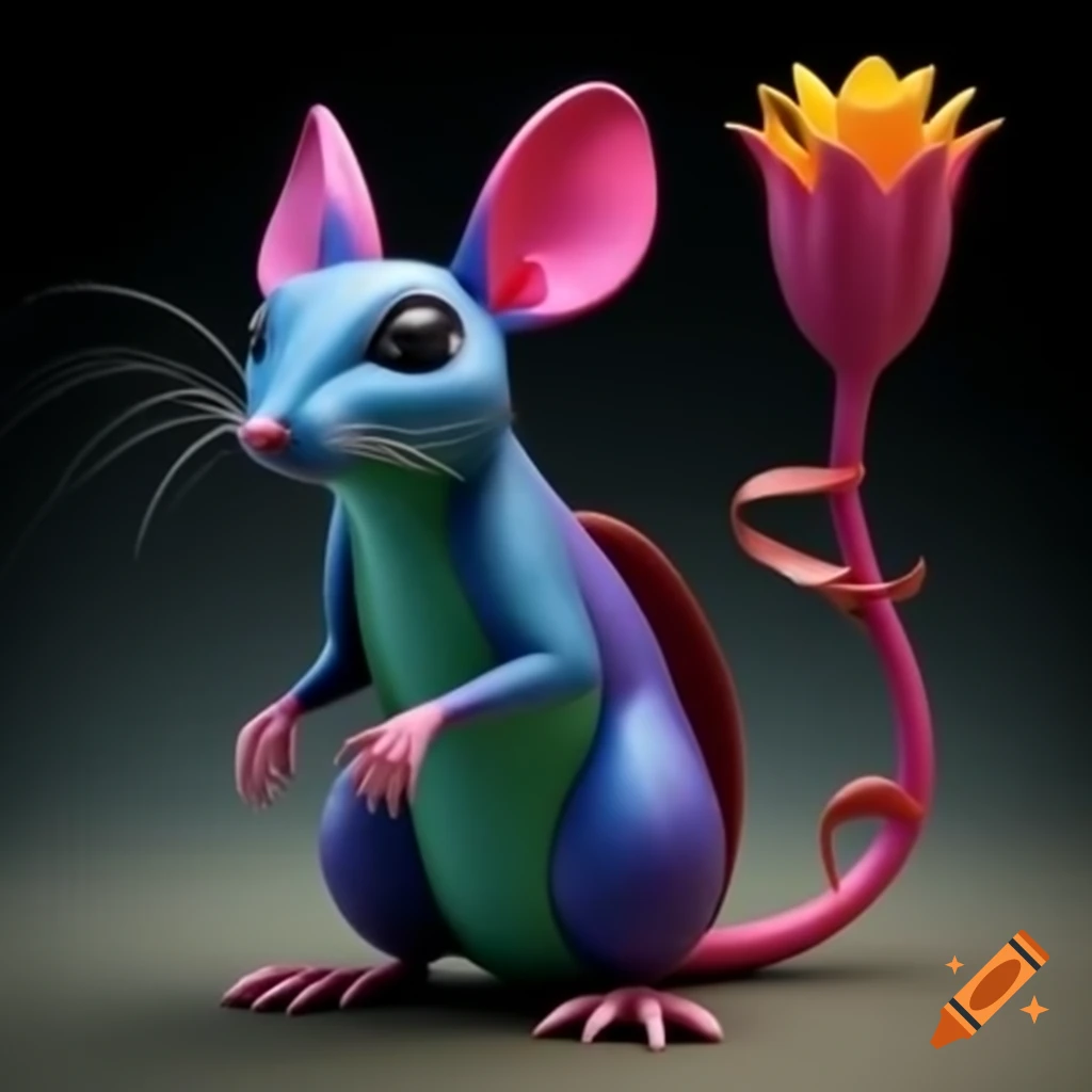 3D alebrije mouse with flower tail