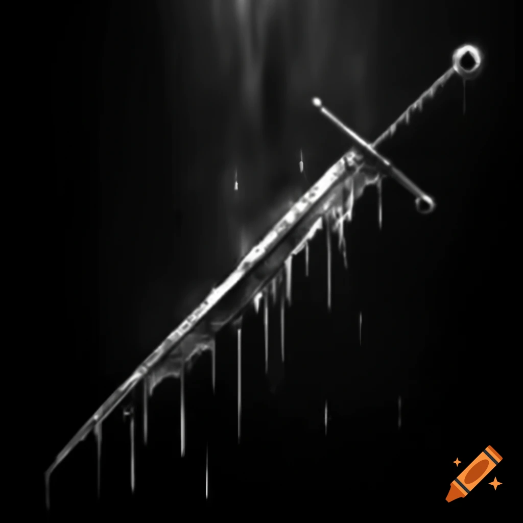 Ink sword with drips, artistic representation