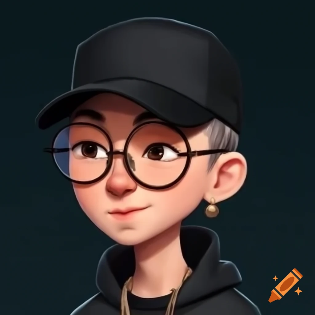 Anime character resembling Eminem wearing round glasses