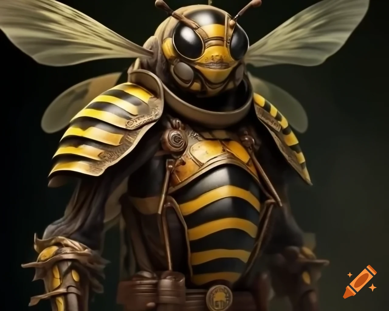 Huge steampunk bee with armor and mechanical pieces