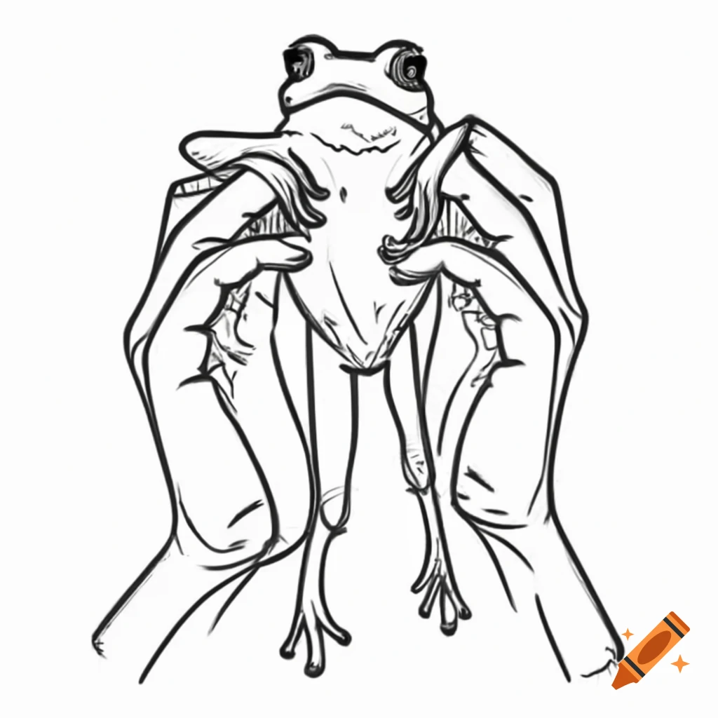 Hands holding a long-bodied frog