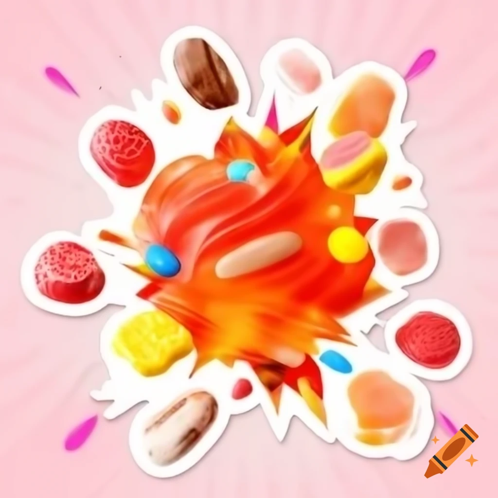 Vibrantly colored exploding candy sticker art