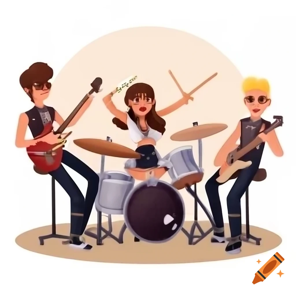 Rock band performance with female singer and male guitarists