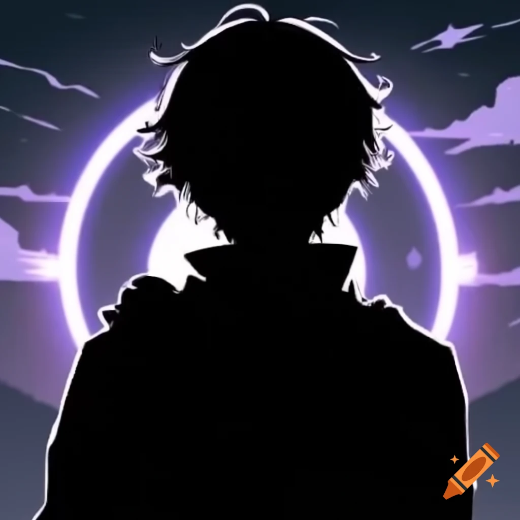 Silhouette of a person in front of a black and white portal to the astral dimension