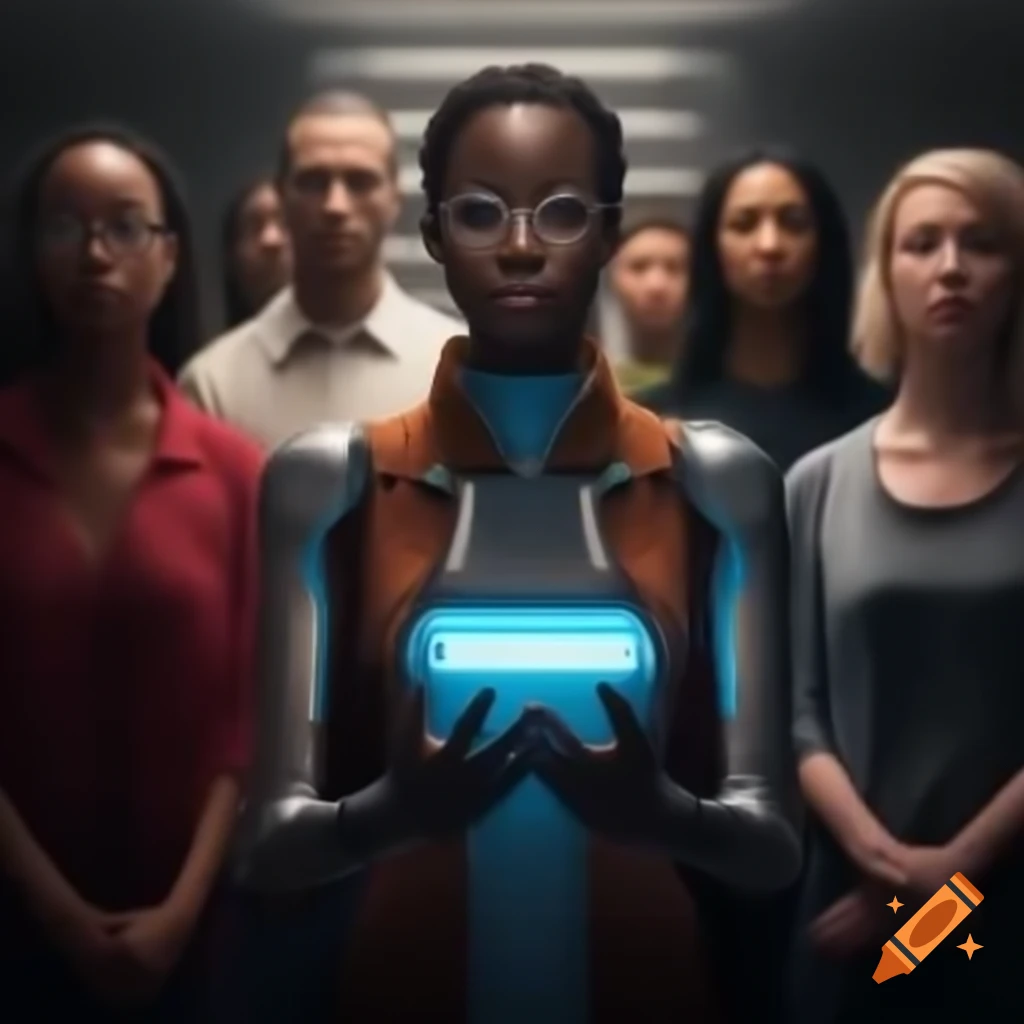 Diverse group of people utilizing AI technology