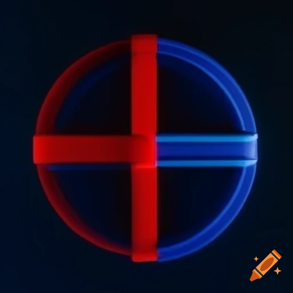 Circle with red and blue lines on dark blue background