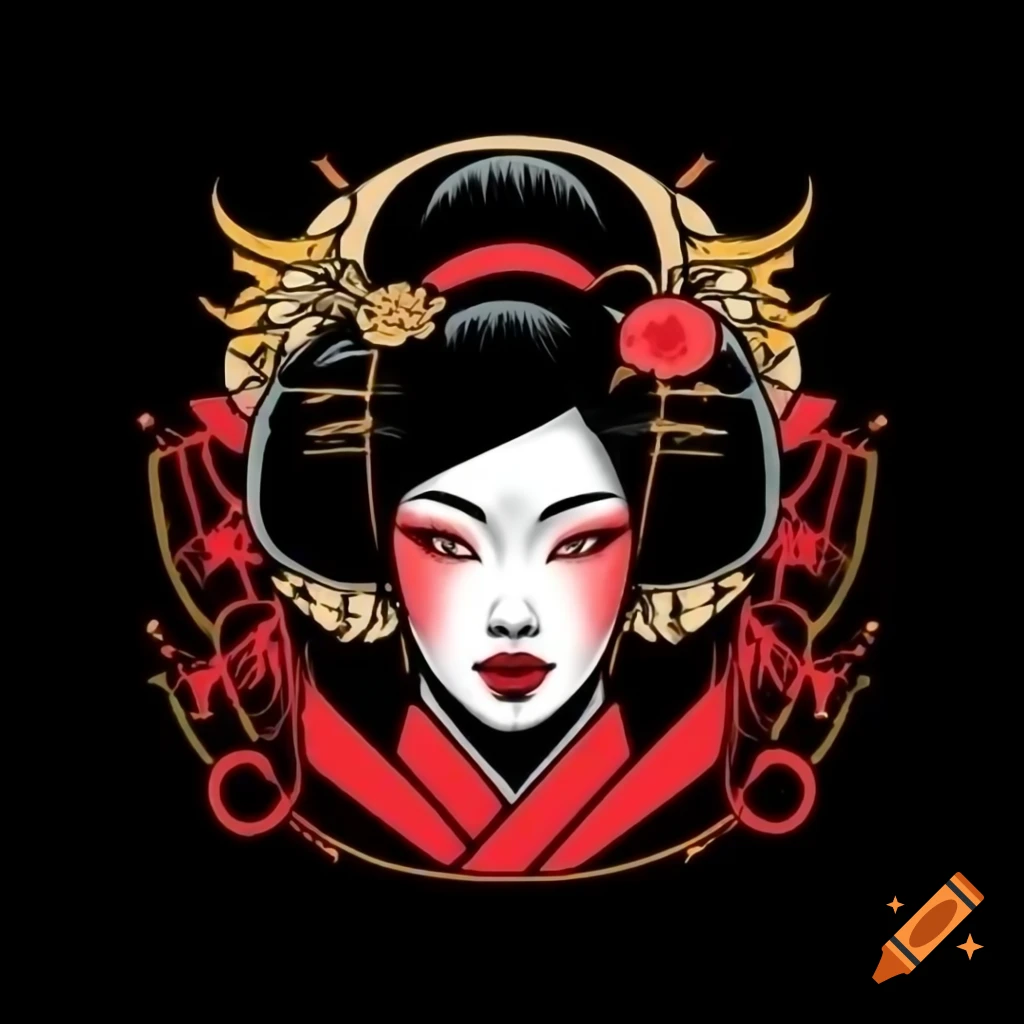 Stylized logo featuring a geisha