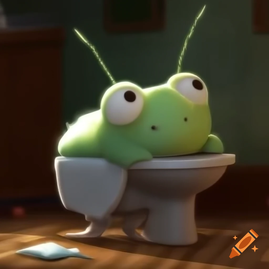 Pigeon on toilet with human legs in humorous setting on craiyon