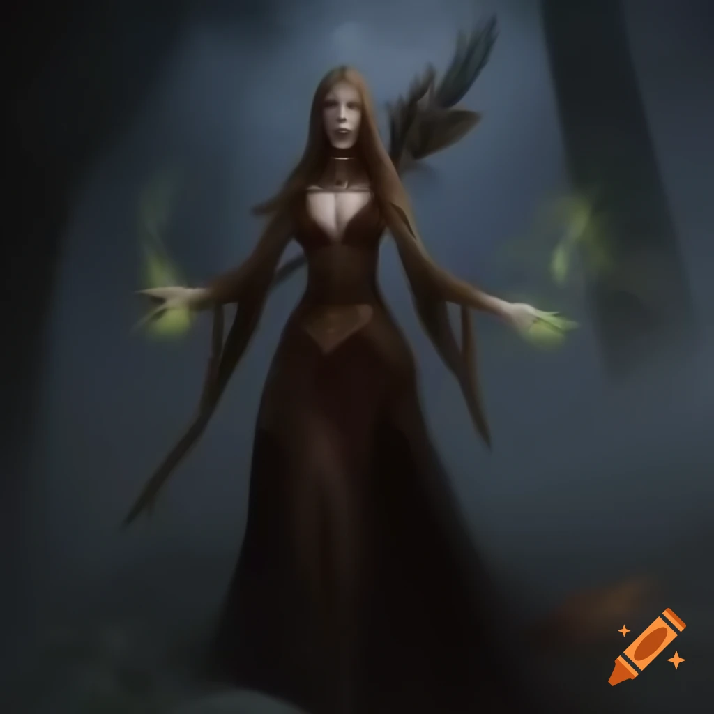 Sorceress whispering an incantation