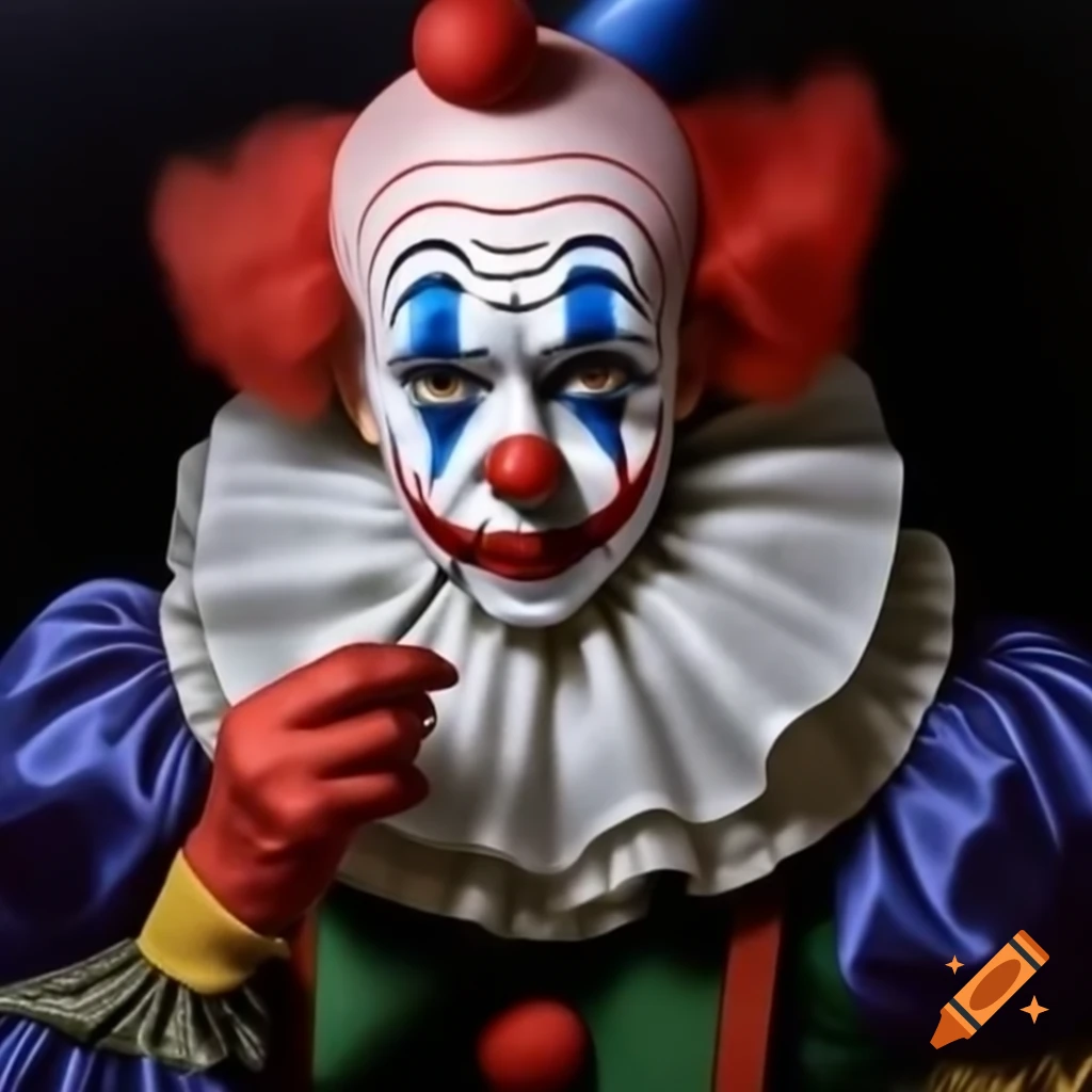 Highly detailed hyperrealistic depiction of a person sewing a costume to their face