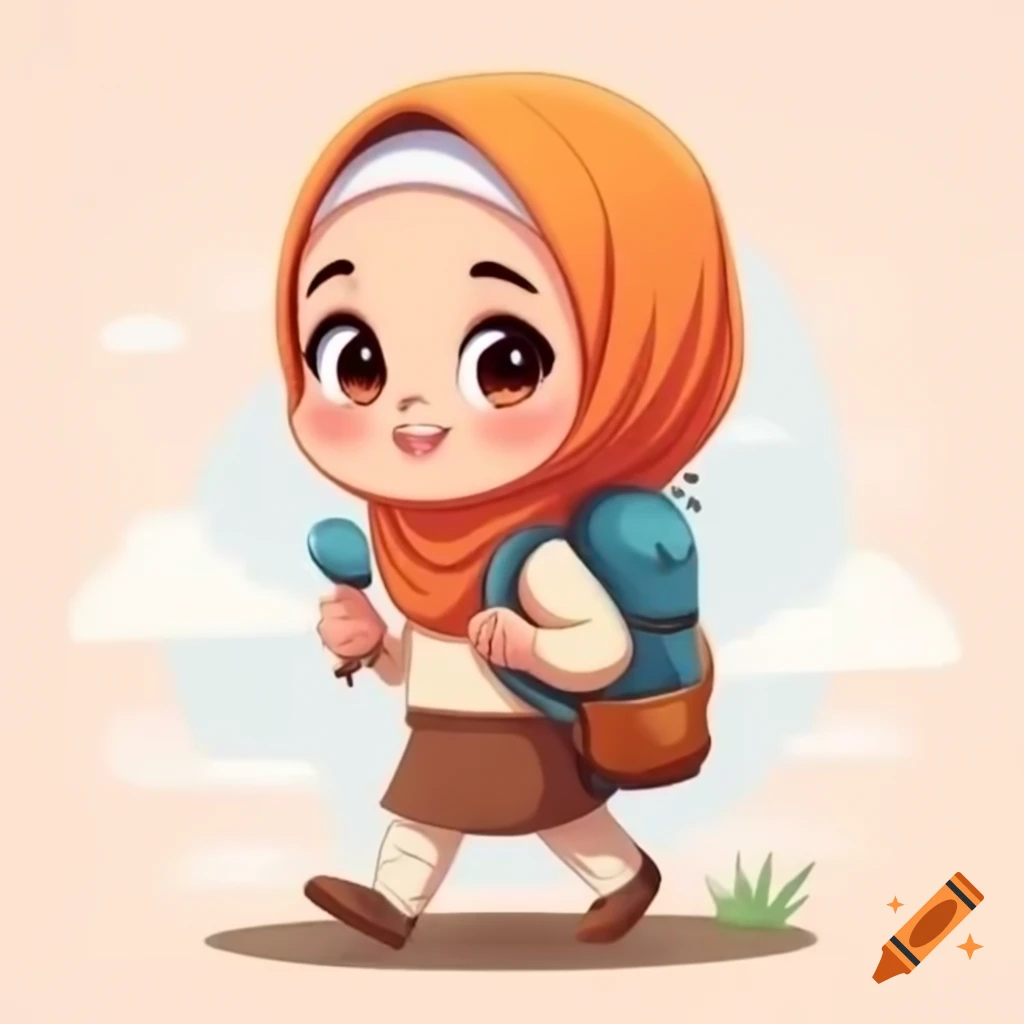 Friendly hijab-wearing girl explorer