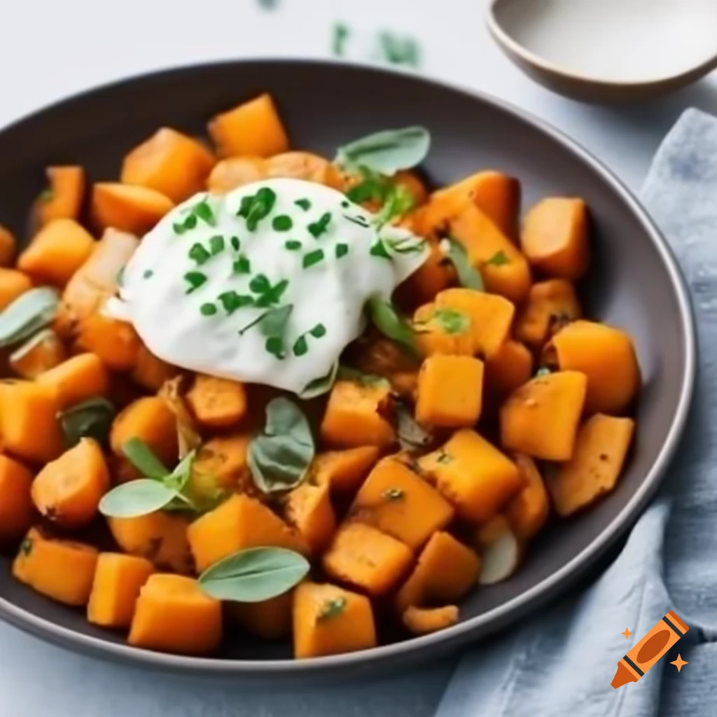 Sage and sweet potato hash dish