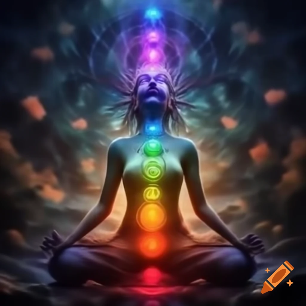 Chakras and kundalini energy illustration