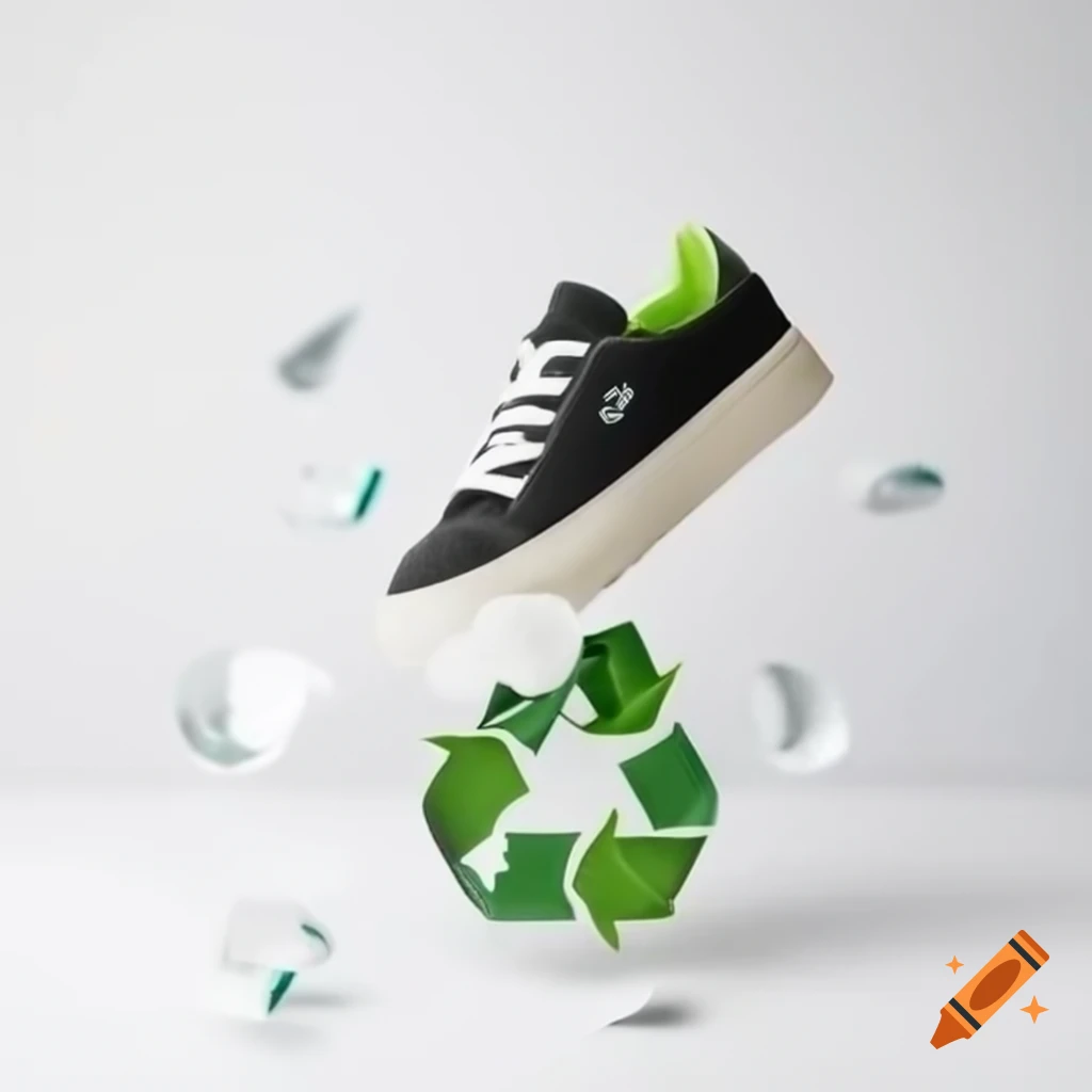 Sneaker designed for recycling on white background