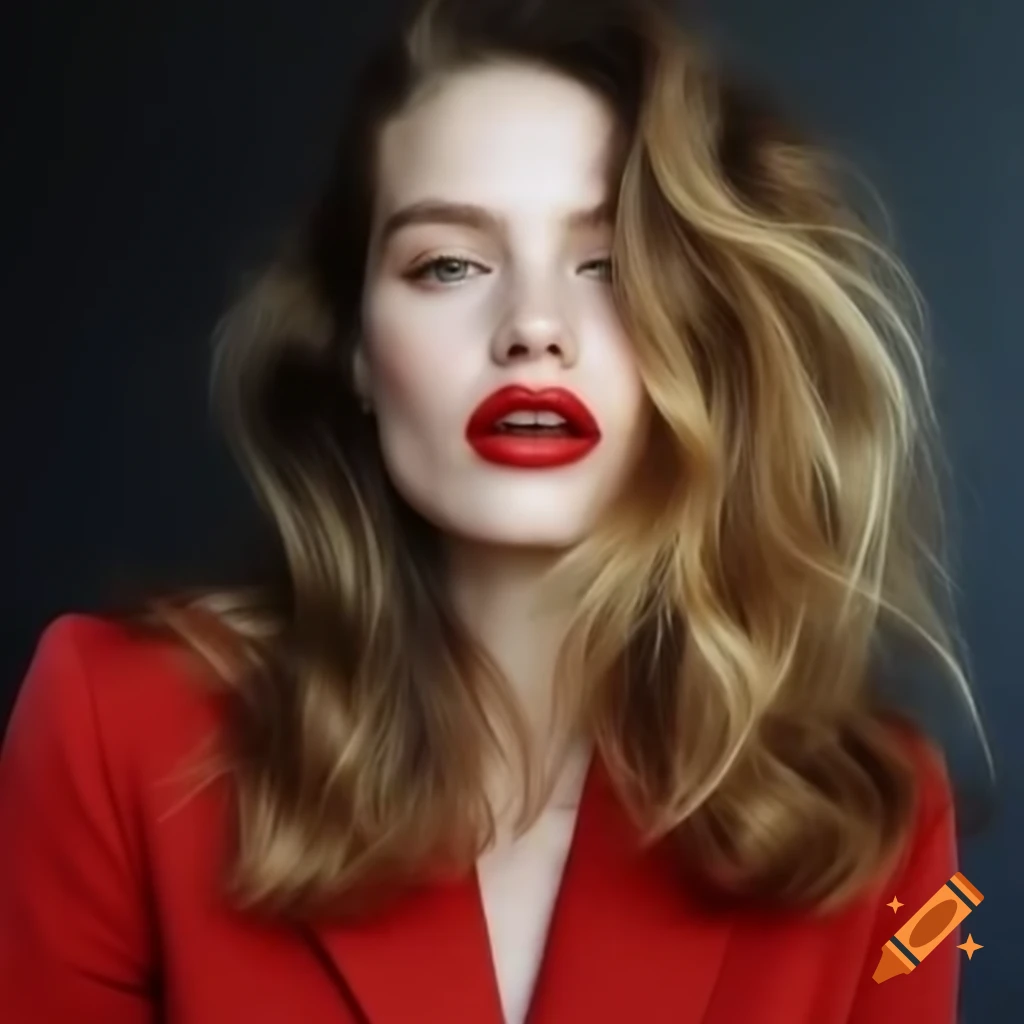 Punk style portrait of singer kylie minogue in black and red sweater
