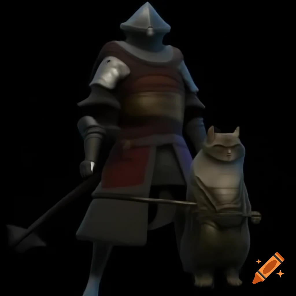 Knight Solaire from Dark Souls with his large cat companion, showcasing jolly cooperation