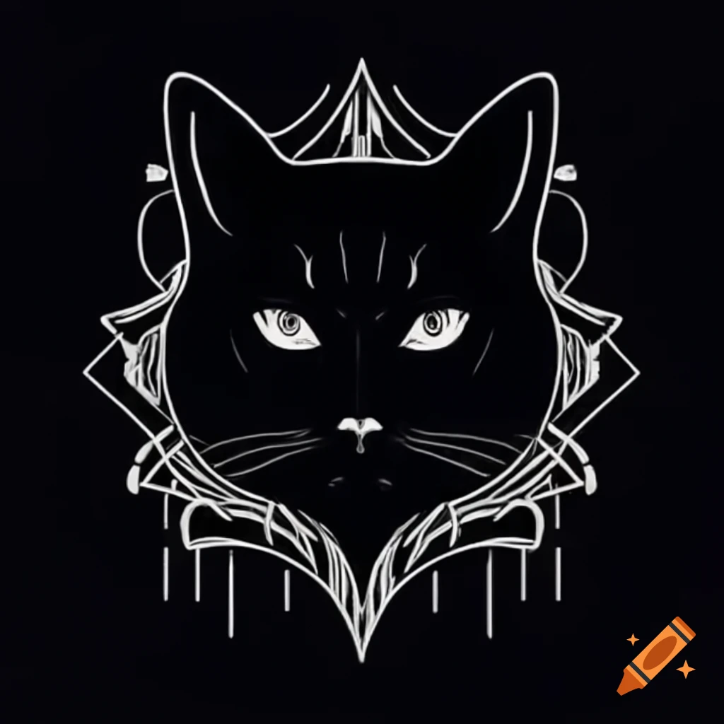 Art deco style black cat characterized as "CAT GENTLEMAN"