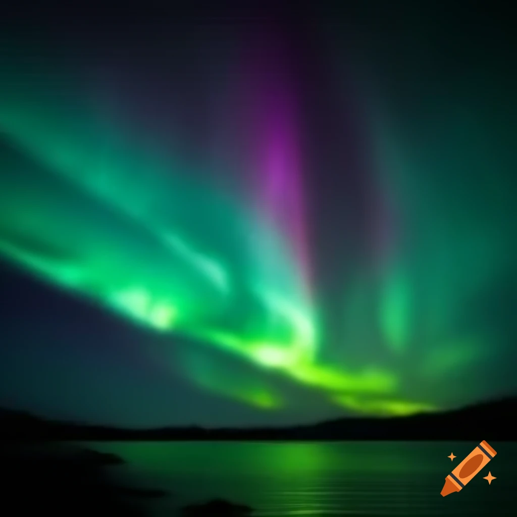 Aurora borealis lighting up the night sky on craiyon