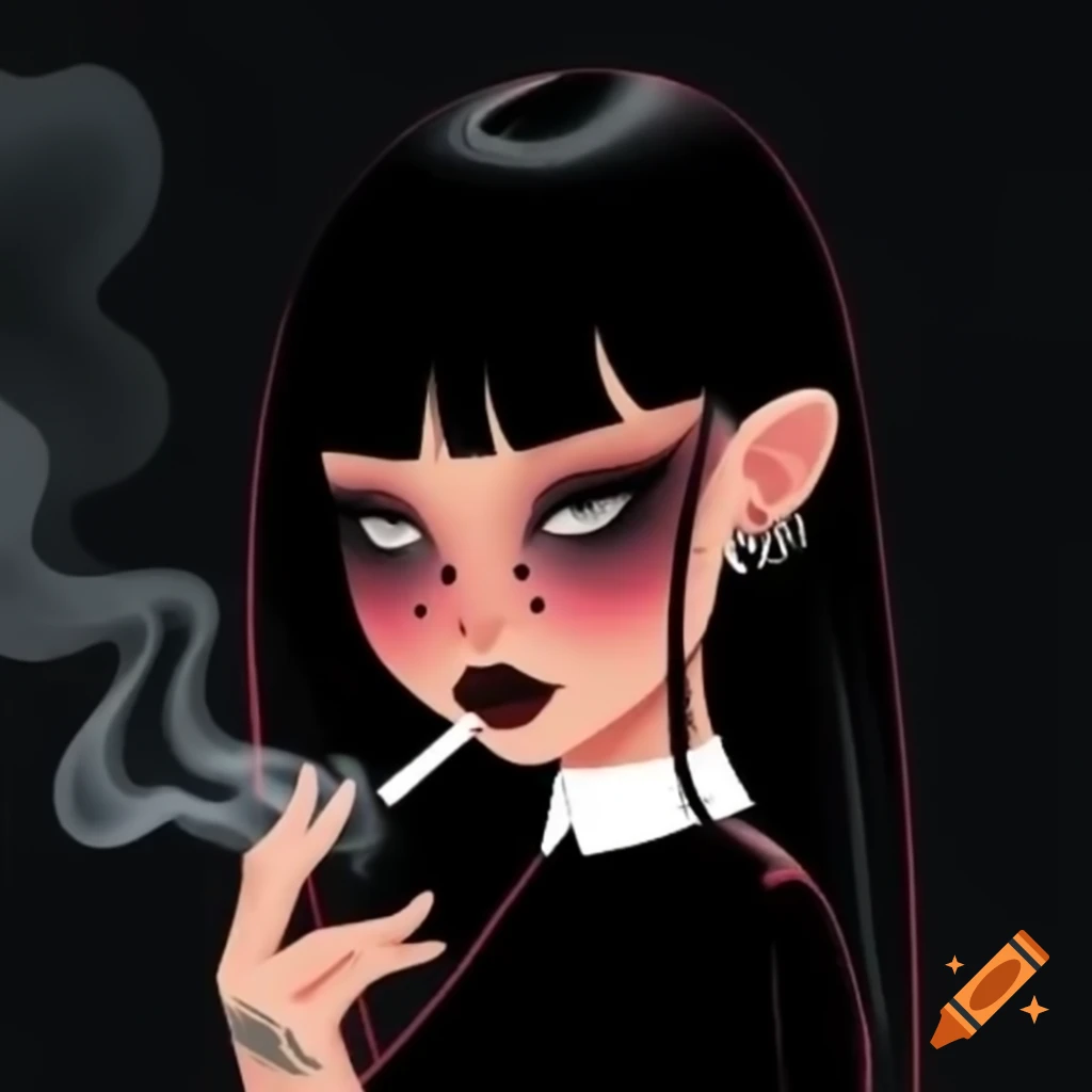 Goth girl relaxing in a casual setting