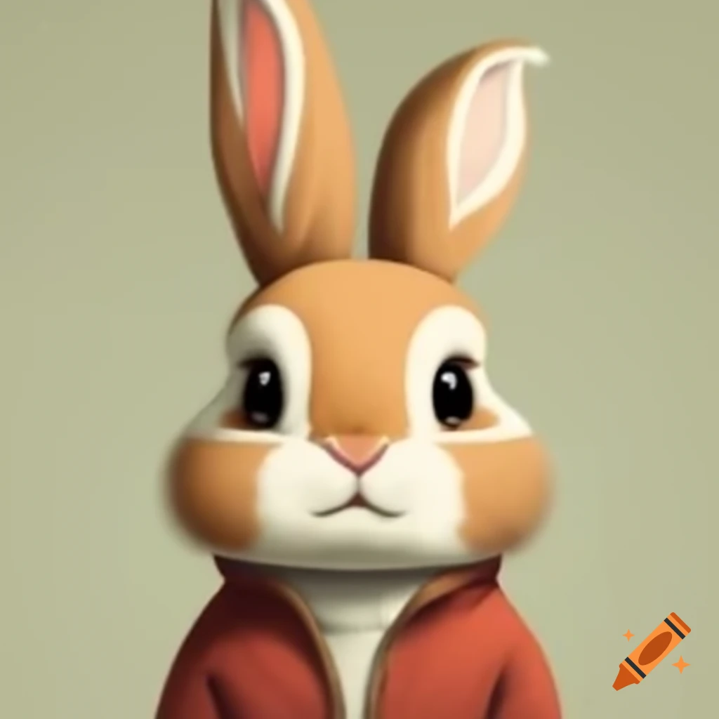 Cute serious bunny in retro style