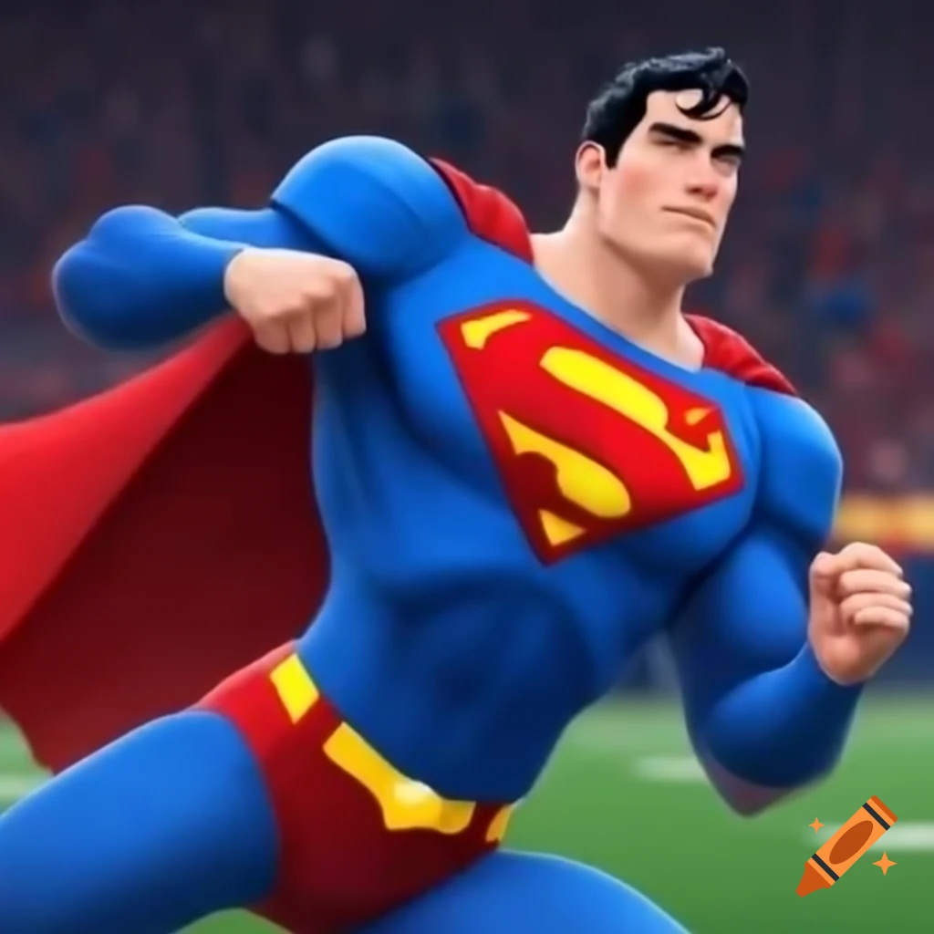 Superman throwing a football