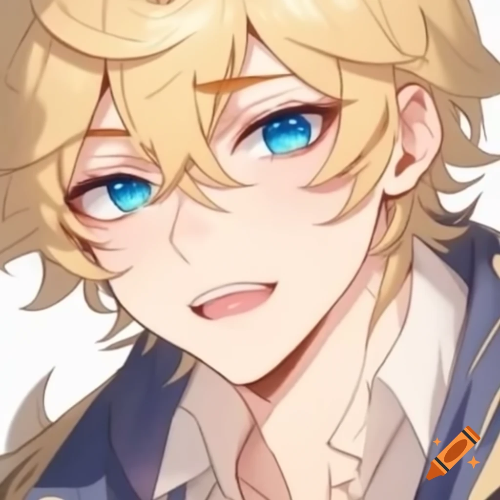 Blond young man with blue eyes, 18 years old