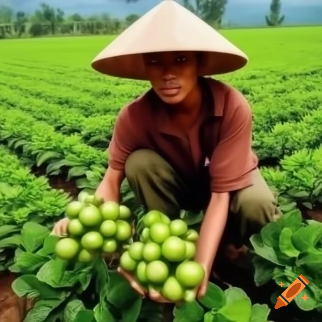 Elderly Southeast Asian farmer working while being observed by young onlookers, showcasing hard work