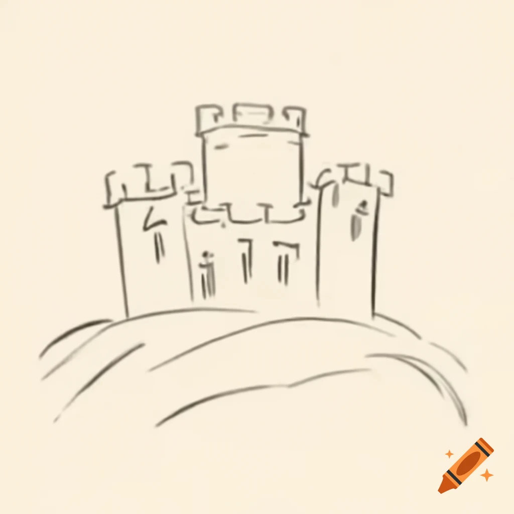 Medieval castle sketch created with pencil strokes