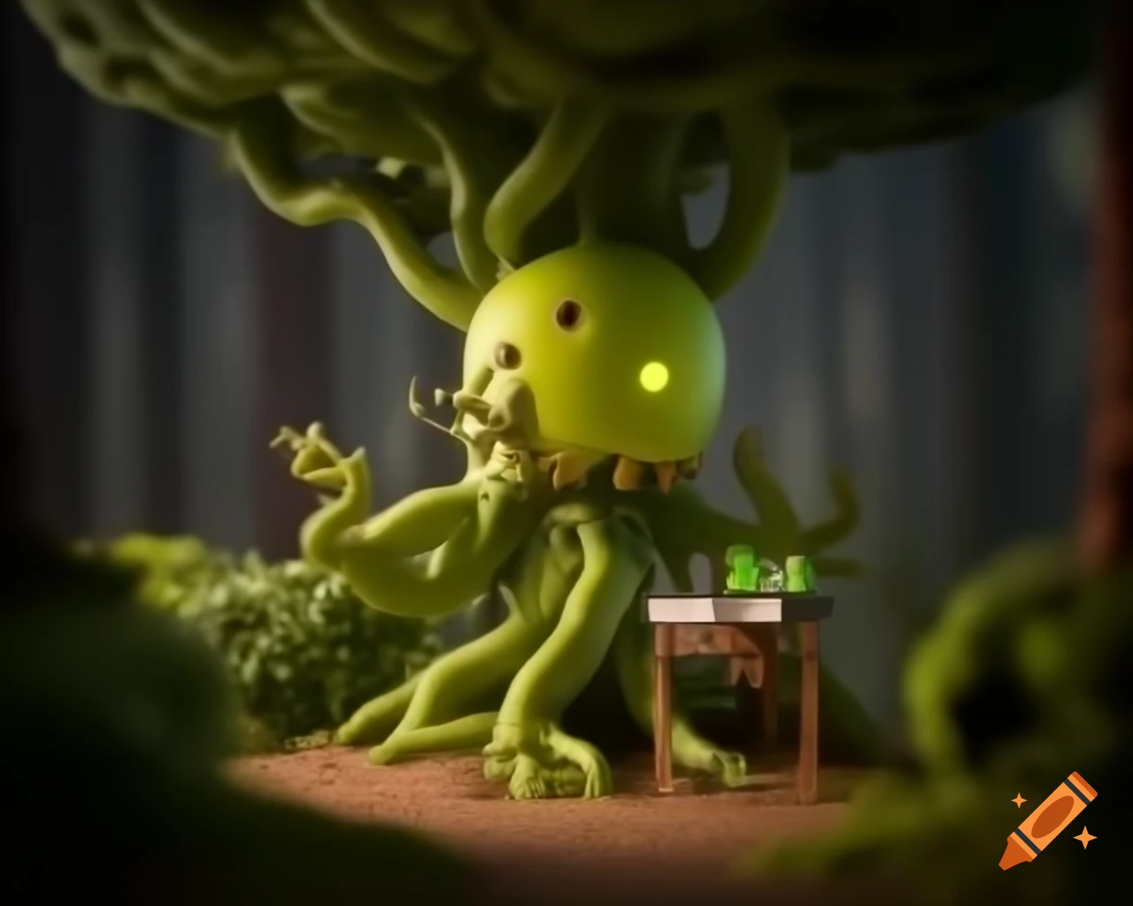 Surreal lemon tree monster in photorealistic style with warm hues